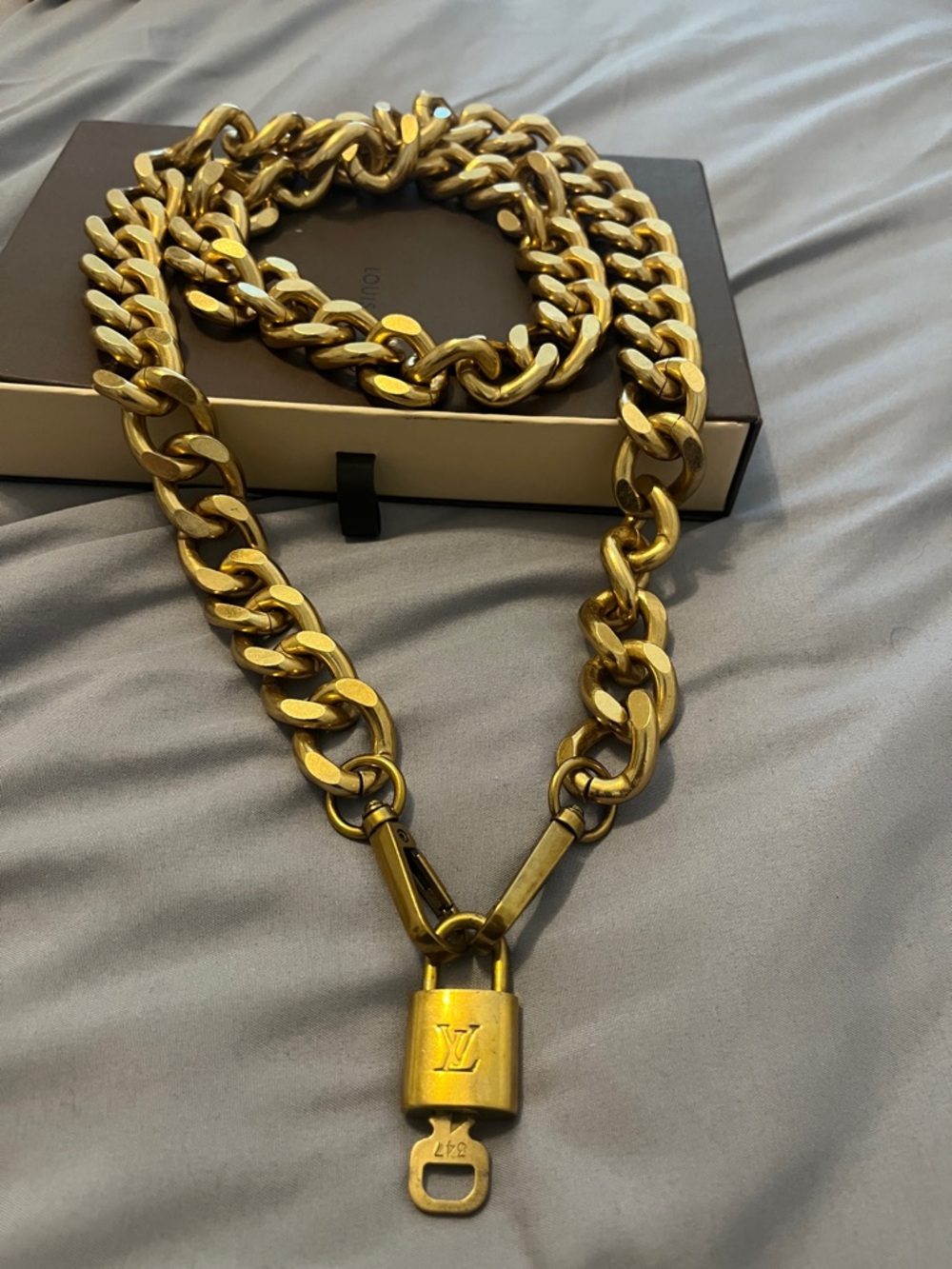 Louis Vuitton Gold Chain Strap with LV Padlock